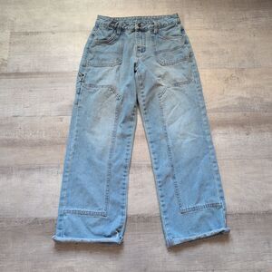 Unbranded Y2k Vintage Style Women's Blue Denim Utility Cargo Jeans Straight Leg